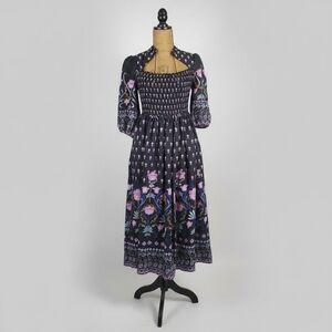 NEW Anthropologie Dasha Smocked Midi Dress Size Small